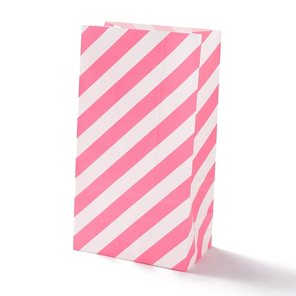 

PandaHall Rectangle Kraft Paper Bags, None Handles, Gift Bags, Stripe Pattern, Hot Pink, 13x8x24cm Paper Stripe