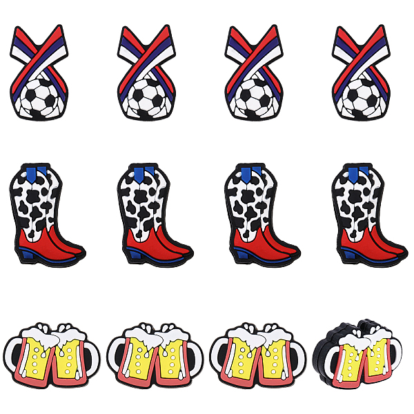 

PandaHall CHGCRAFT 12Pcs 3 Styles Silicone Focal Beads, Chewing Beads For Teethers, DIY Nursing Necklaces Making, Cowboy Boot/Football/Beer..., Multicolor