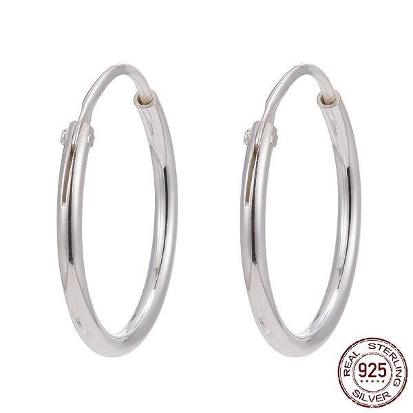 

PandaHall Sterling Silver Hoop Earring Findings, Ring, Silver, 14x1.2mm, Pin: 0.7mm Sterling Silver