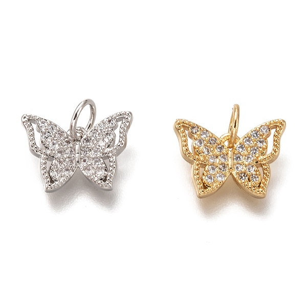 

PandaHall Brass Micro Pave Clear Cubic Zirconia Charms, Cadmium Free & Lead Free, Long-Lasting Plated, Butterfly, Mixed Color, 9x13x2mm...