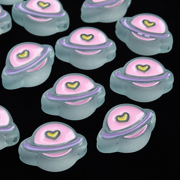 

PandaHall Transparent Acrylic Beads, with Enamel, Frosted, Planet, Light Blue, 19x26x9mm, Hole: 3mm Acrylic Planet