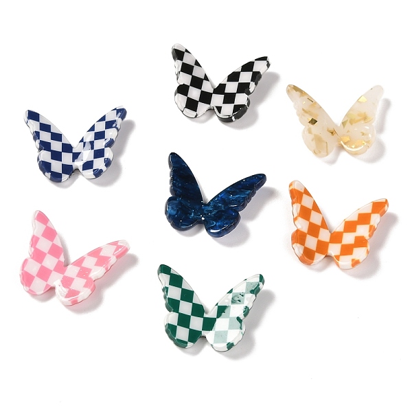

PandaHall Opaque Resin Cabochons, Two Tone, for DIY Earring Accessories, Butterfly with Chessboard Pattern, Mixed Color..., Multicolor
