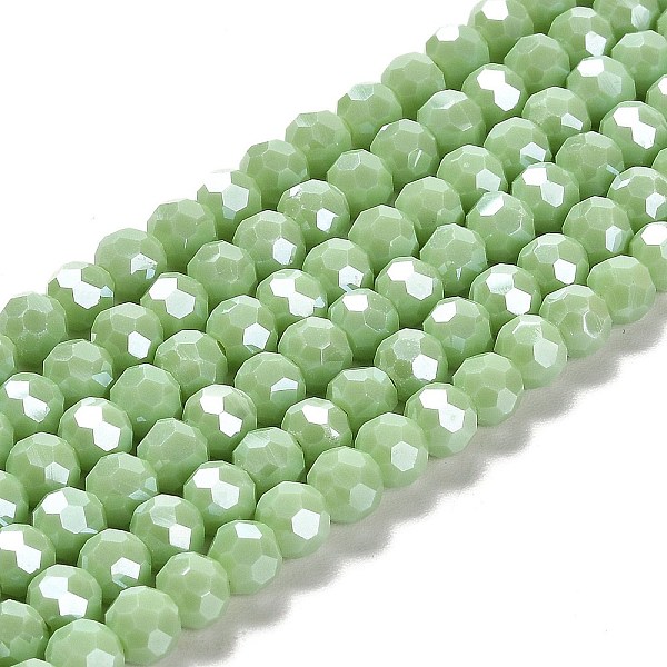 

PandaHall Electroplate Opaque Glass Beads Strands, Faceted(32 Facets), Pearl Luster Plated, Round, Dark Sea Green, 6mm, Hole: 1mm, about...