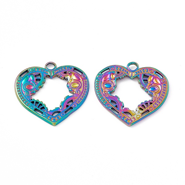 

PandaHall Ion Plating(IP) 304 Stainless Steel Pendants, Heart Charm, Rainbow Color, 24.5x25x1.5mm, Hole: 2.8mm 304 Stainless Steel Heart