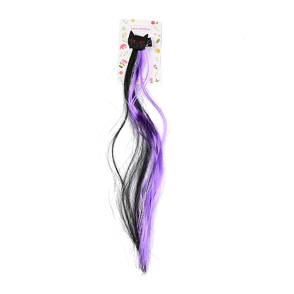 PandaHall Halloween Headgear, Cat Decorative Wig Hairpin, Party Hair Decorations, Colorful, 390mm Cloth
