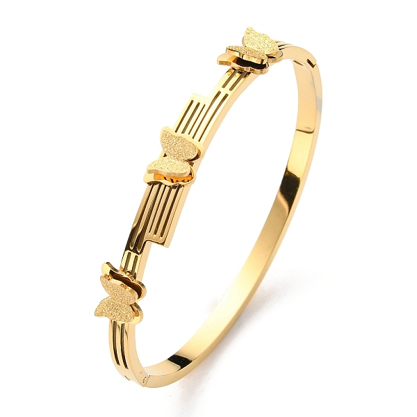 

PandaHall Ion Plating(IP) 304 Stainless Steel Butterfly Hinged Bangle for Women, Golden, Inner Diameter: 1-7/8x2-3/8 inch(4.8~5.9cm) 304...