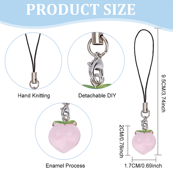 Resin Peaches Decoration Phone Charms Strap