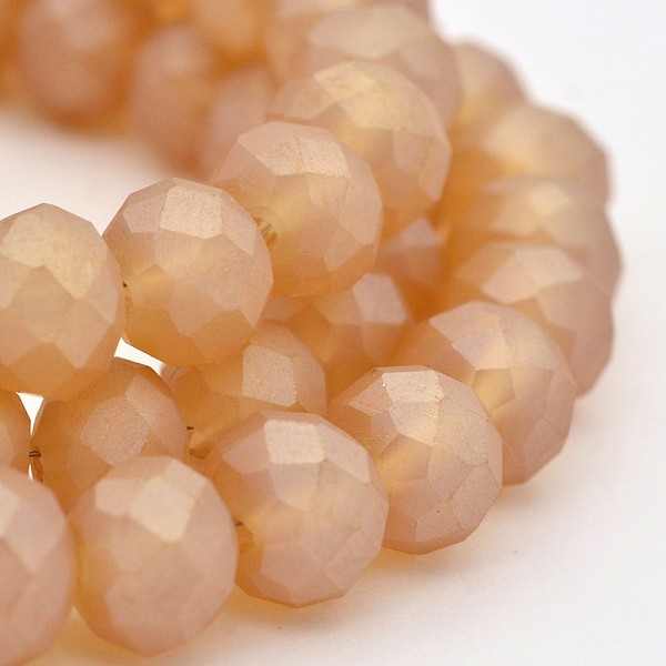 

PandaHall Full Rainbow Plated Faceted Rondelle Glass Beads Strands, Frosted, Sandy Brown, 8x5mm, Hole: 1mm, about 72pcs/strand, 17.3 inch...