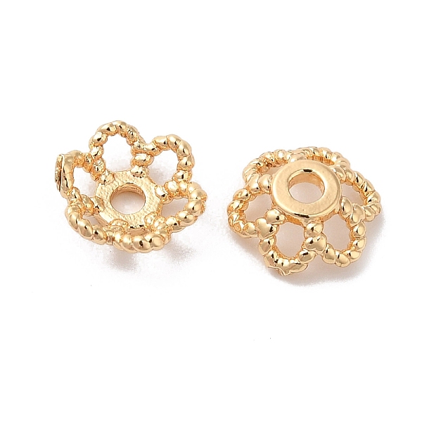 

PandaHall Brass Bead Caps, 6-Petal Flower, Real 18K Gold Plated, 6x2mm, Hole: 1.2mm Brass