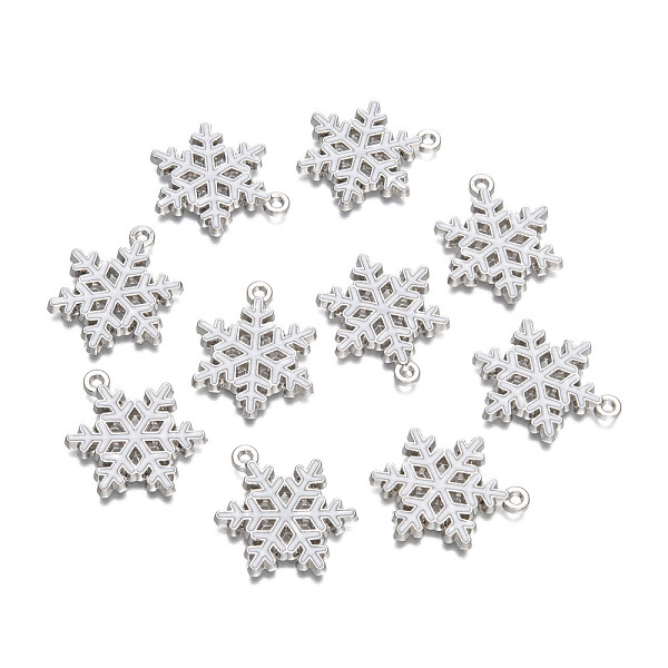 

PandaHall Snowflake Alloy Enamel Pendants, Platinum, White, 25x19x2mm, Hole: 2mm Alloy+Enamel Snowflake White