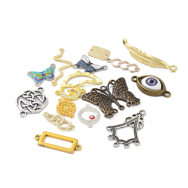 

PandaHall Alloy Links Connectors, Leaf & Butterfly & Heart & Twist & Flat Round & Moon & Rectangle & Flower, Mixed Color, 14~44x8~33.5x1~7mm..., Multicolor