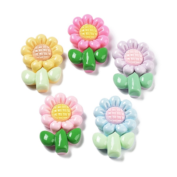 

PandaHall Opaque Resin Cabochons, Sunflower, Mixed Color, 35x23.5x6.5mm Resin Flower Multicolor