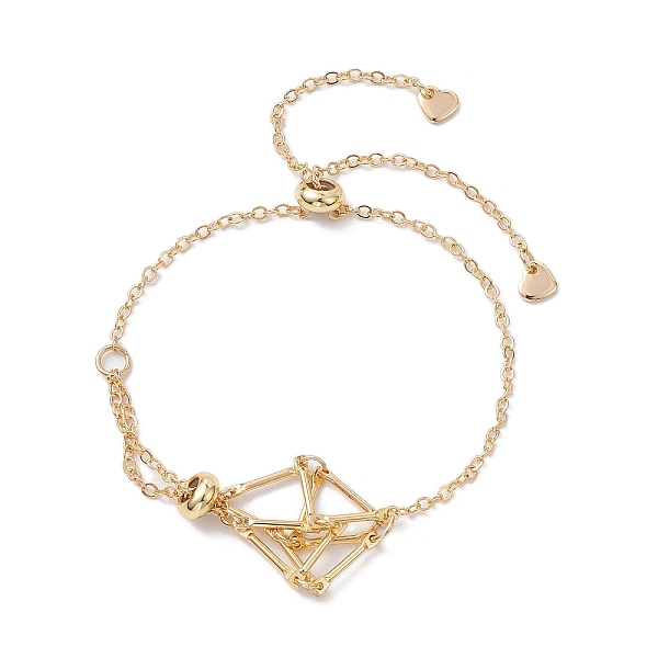 

PandaHall Adjustable Braided Brass Macrame Pouch Cable Chain Slider Bracelet Making, with 201 Stainless Steel Heart, Real 18K Gold Plated...