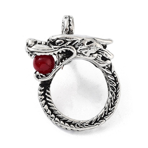 

PandaHall Tibetan Style Alloy Pendants, Dragon Charms with Red Resin Beads, Antique Silver, 37.5x28x20mm, Hole: 10x7mm Alloy+Resin Dragon...
