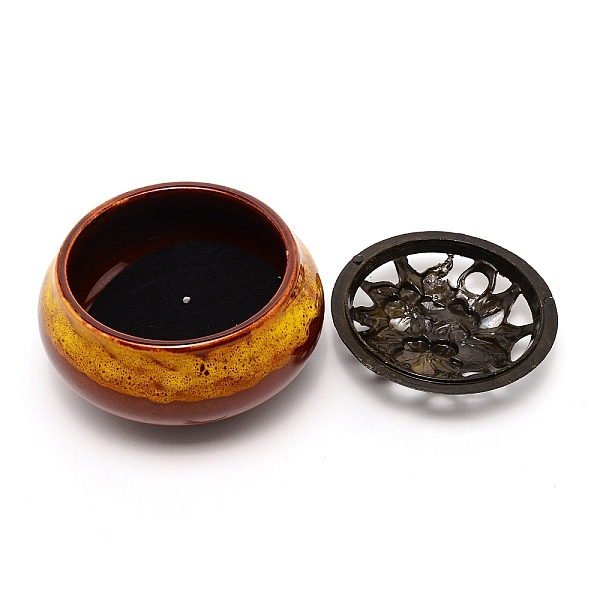 

PandaHall Porcelain Incense Holder, Ice Crack Style Ceramic Censer, for Home Office Decor, Saddle Brown, 97.5x64mm Porcelain Column