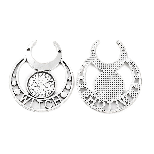 

PandaHall Retro Alloy Pendant Cabochon Settings, Witch Moon Charms, Antique Silver, Tray: 14mm, 40.5x34.5x2mm, Hole: 1.2mm Alloy Moon