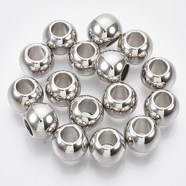 

PandaHall CCB Plastic Beads, Large Hole Beads, Rondelle, Platinum, 11x9mm, Hole: 5.5mm Plastic Rondelle