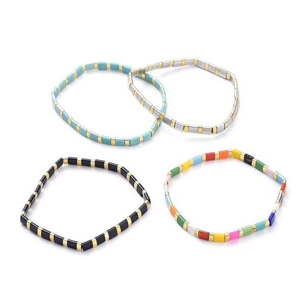 

PandaHall Rectangle Glass Seed Beads Stretch Bracelets, Mixed Style, Mixed Color, Inner Diameter: 2-1/8 inch(5.5cm) Glass Multicolor