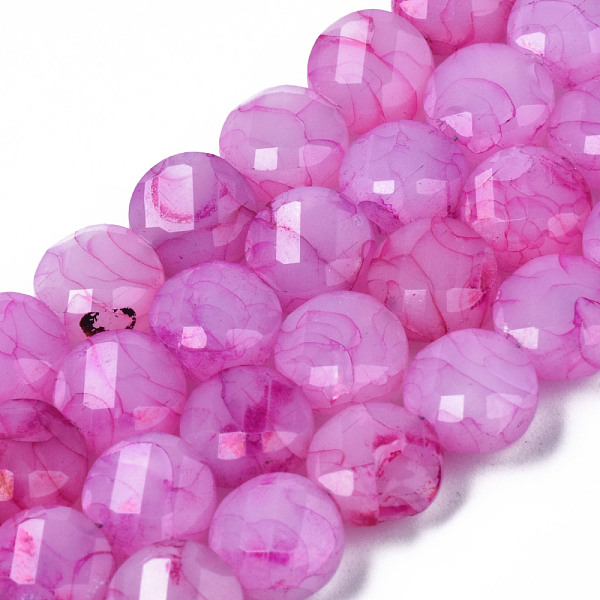 

PandaHall Opaque Baking Painted Crackle Glass Beads Strands, Flat Round, Faceted, Magenta, 8x5mm, Hole: 1.2mm, about 51pcs/strand, 15.47..., Pink