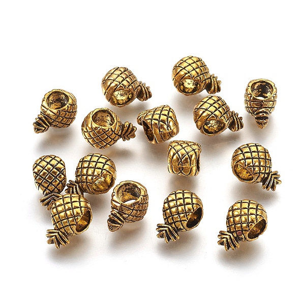 

PandaHall Tibetan Style European Beads, Large Hole Beads, Lead Free & Cadmium Free, Pineapple, Antique Golden, 12x7x6mm, Hole: 5mm Alloy...