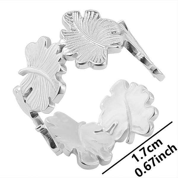 

PandaHall Vintage Stainless Steel Leaf Couple Rings, Open Cuff Rings for Men and Women, Stainless Steel Color Other Leaf