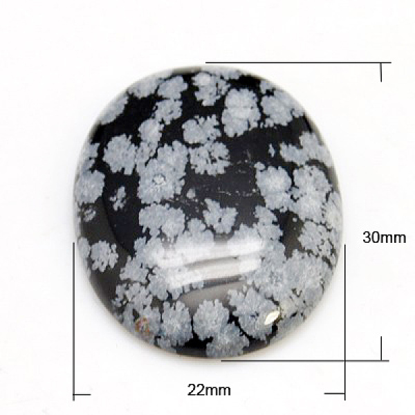 

PandaHall Gemstone Cabochons,Oval, Snowflake Obsidian, 30x22x5~7mm Snowflake Obsidian Oval
