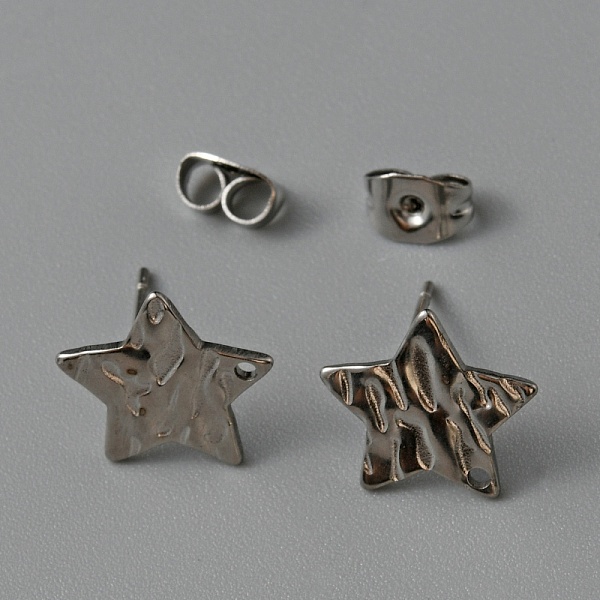 

PandaHall 304 Stainless Steel Textured Geometry Stud Earrings Findings with Hole, Star, 12.5x11.5mm, Hole: 1mm, Pin: 0.6mm 304 Stainless...