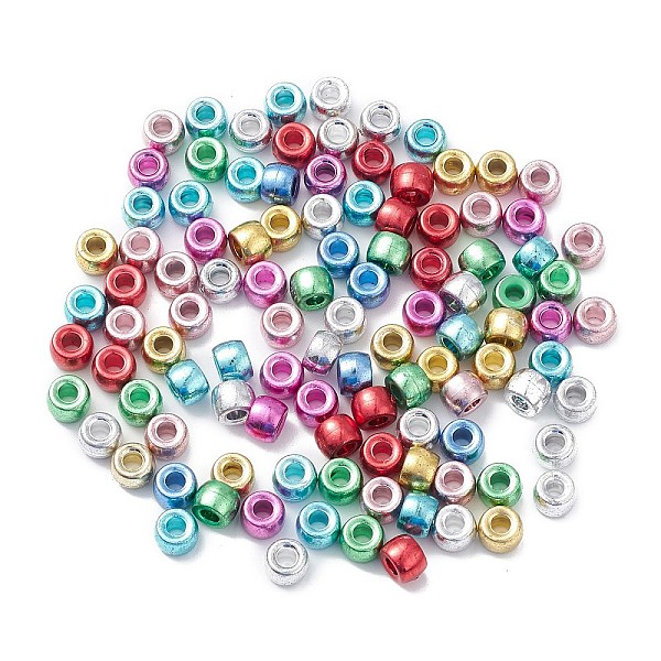 

PandaHall Plastic Plating Beads, Barrel, Mixed Color, 9x6.5mm, Hole: 3.7mm, about 1700pcs/500g Plastic Barrel