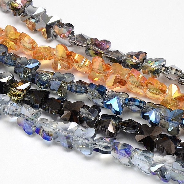 

PandaHall Electroplate Crystal Glass Butterfly Beads Strands, Faceted, Rainbow Color Plated, Mixed Color, 8x10x6mm, Hole: 1mm, about..., Multicolor