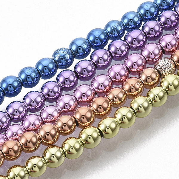 

PandaHall Electroplated Non-magnetic Synthetic Hematite Beads Strands, Round, Mixed Color, 3x3mm, Hole: 0.5mm, about 134~137pcs/Strand...