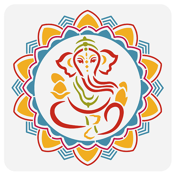 

PandaHall PET Hollow Out Drawing Painting Stencils, for DIY Scrapbook, Photo Album, Ganesha Pattern, 300x300mm Plastic Others
