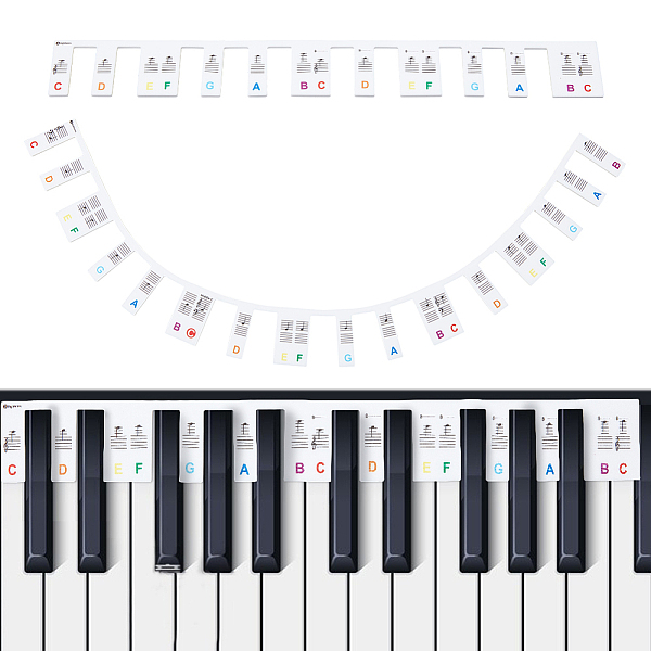 

PandaHall Silicone Removable Piano Keyboard Note Guides, 61-Key Piano Rake Notes Marker, for Kids Beginners, Colorful, 349~493x40x2.5mm...