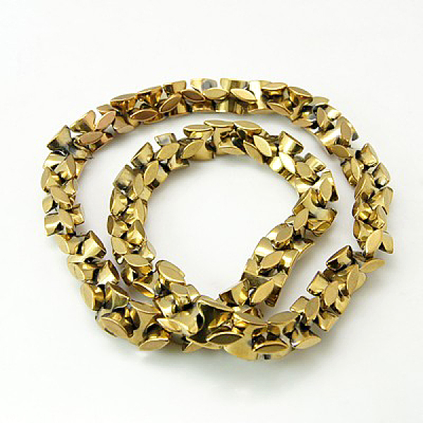 

PandaHall Non-Magnetic Synthetic Hematite Bead Strands, Golden Plated, Rectangle, Gold, 9x8x3mm, Hole: 1mm Non-magnetic Hematite Rectangle...