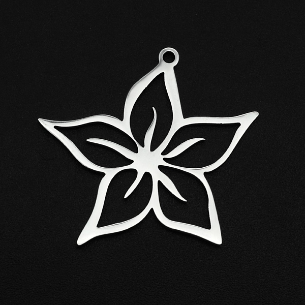 

PandaHall 201 Stainless Steel Pendants, Laser Cut, Hollow, Flower, Stainless Steel Color, 31x29x1mm, Hole: 1.6mm 201 Stainless Steel Flower