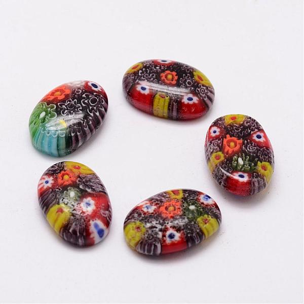 

PandaHall Handmade Millefiori Glass Cabochons, Oval, Mixed Color, 23x16x7mm Millefiori Lampwork Oval Multicolor
