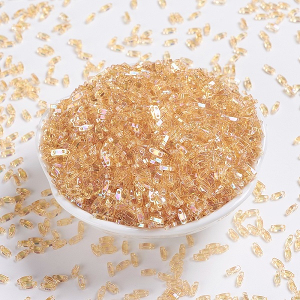 

PandaHall MIYUKI Quarter TILA Beads, Japanese Seed Beads, 2-Hole, (QTL251) Transparent Light Topaz AB, 5x1.2x1.9mm, Hole: 0.8mm, about..., Brown
