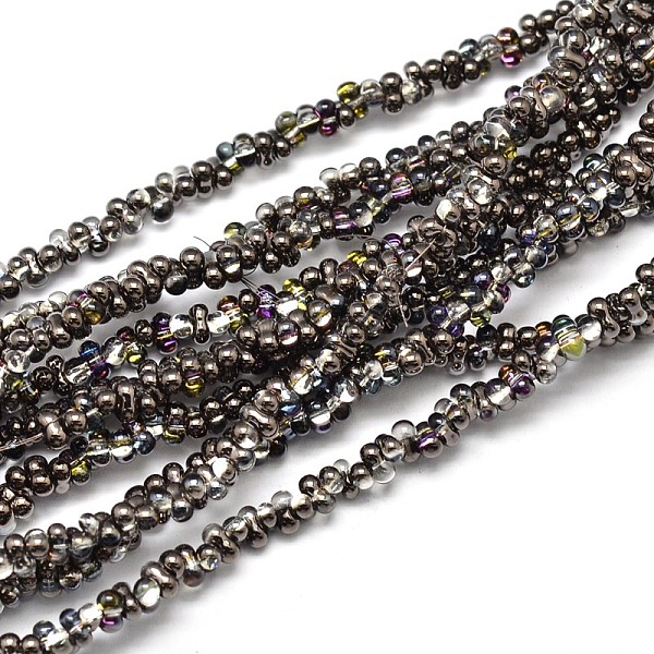 

PandaHall Half Plated Bone Glass Bead Strands, Black Plated, 3x6mm, Hole: 1mm, about 180pcs/strand, 20 inch Glass Others