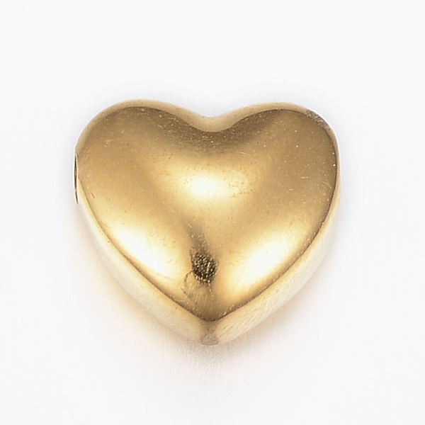 

PandaHall Ion Plating(IP) 304 Stainless Steel Beads, Heart, Golden, 9x10x5.5mm, Hole: 2mm 304 Stainless Steel Heart