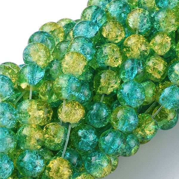 

PandaHall Crackle Glass Beads Strands, Round, Medium Turquoise, 8mm, Hole: 1.3~1.6mm, 31.4 inch Glass Round Cyan