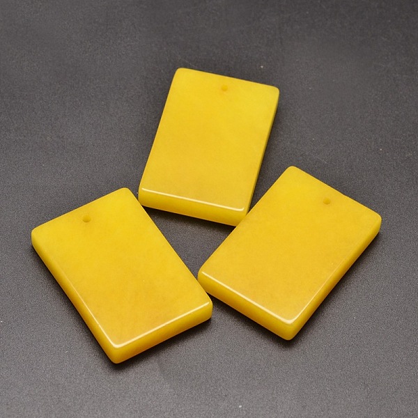 

PandaHall Dyed Natural Malaysia Jade Rectangle Pendants, Gold, 45~46x30~31x7~8mm, Hole: 1.5mm Malaysia Jade Rectangle Gold