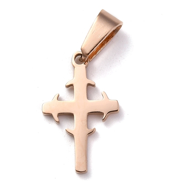 

PandaHall 304 Stainless Steel Pendants, for Jewelry Making, Cross, Rose Gold, 19.5x12x1.2mm, Hole: 3.5x7mm 304 Stainless Steel Cross