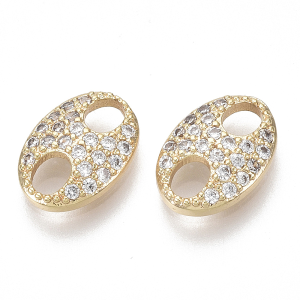 

PandaHall Brass Micro Pave Cubic Zirconia Links/Connectors, Oval, Nickel Free, Clear, Real 18K Gold Plated, 7x10x2.5mm, Hole: 3x2mm...