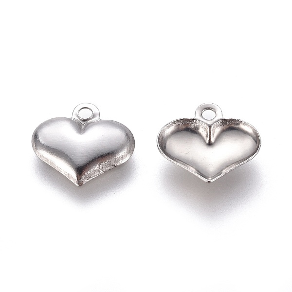 

PandaHall 304 Stainless Steel Charms, Puffed Heart, Stainless Steel Color, 8.5x9.5x1.5mm, Hole: 1.1mm 304 Stainless Steel Heart
