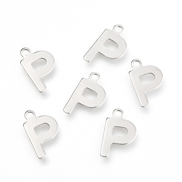 

PandaHall 201 Stainless Steel Charms, Alphabet, Letter.P, 12x7.3x0.6mm, Hole: 1.4mm 201 Stainless Steel Letter P