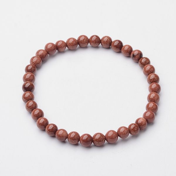 

PandaHall Synthetic Goldstone Beaded Stretch Bracelets, 56mm Goldstone