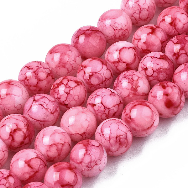 

PandaHall Baking Painted Glass Beads Strands, Swirl Glass Beads, Round, Deep Pink, 8~8.5mm, Hole: 1.5mm, about 105pcs/strand, 31.8 inch...