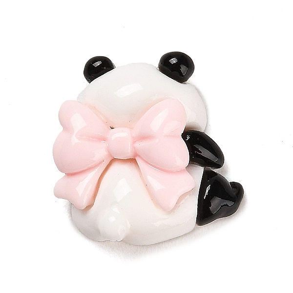

PandaHall Opaque Resin Animal Cabochons, Cute Panda with Bowknot, Misty Rose, 19.5x18.5x8mm Resin Panda