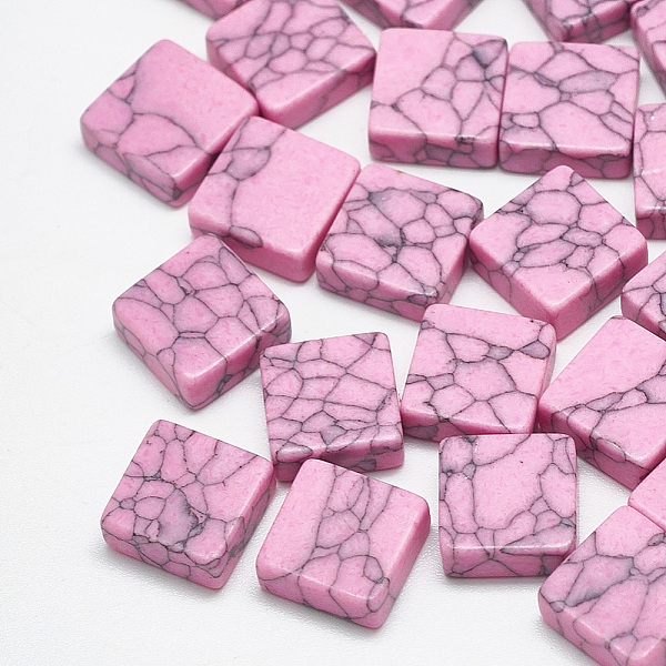 

PandaHall Synthetic Turquoise Cabochons, Dyed, Square, Pearl Pink, 4x4x2mm Synthetic Turquoise Square Pink
