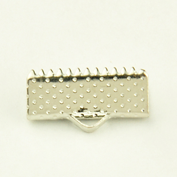 

PandaHall Iron Ribbon Crimp Ends, Platinum, 8x16mm, Hole: 2x4mm Iron