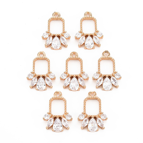 

PandaHall Rack Plating Brass Micro Pave Clear Cubic Zirconia Pendants, Long-Lasting Plated, Cadmium Free & Lead Free, Rectangle, Light Gold...